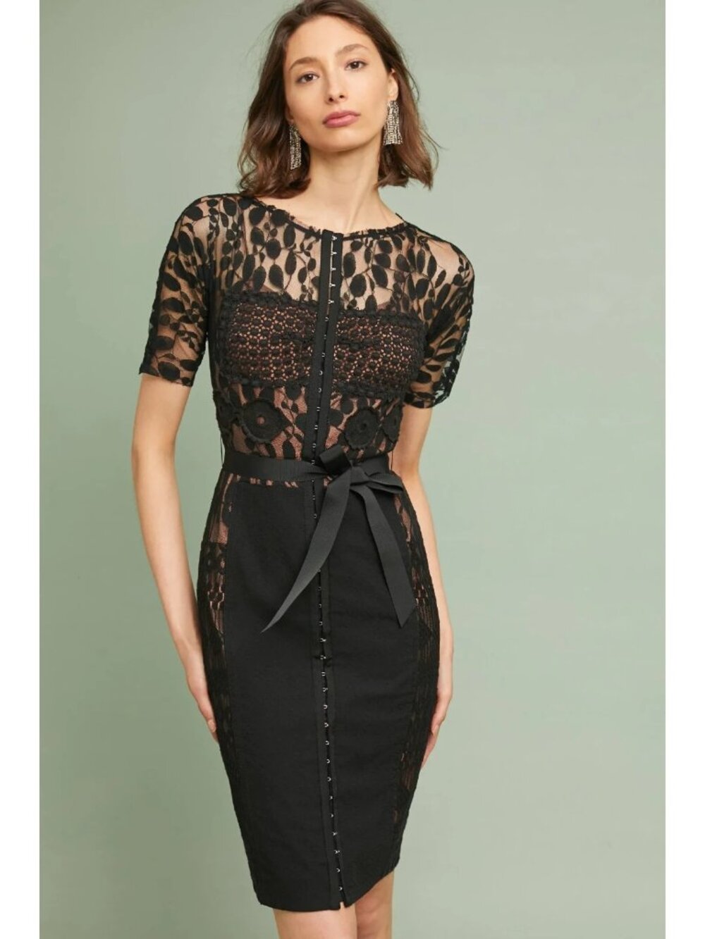 NWT Anthropologie Beguile by Byron Lars Carissima Sheath in Black Dress 12P